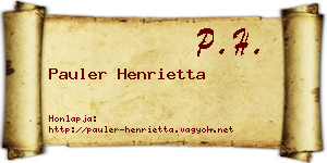 Pauler Henrietta névjegykártya